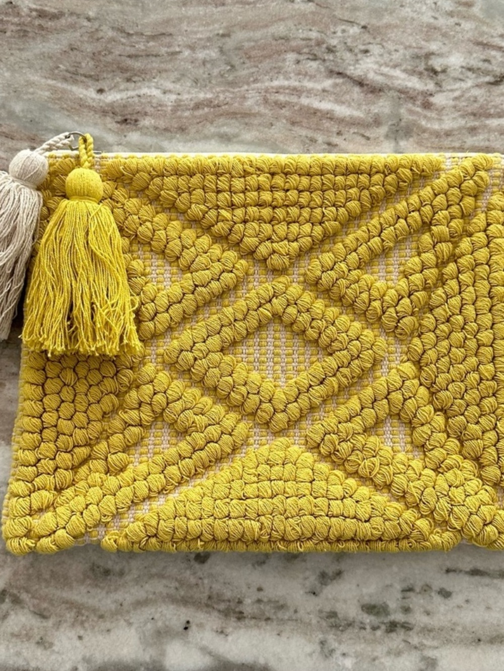 Summer Tassel Clutch Bag - Yellow & White - Sole Society Palisades Citrine Purse